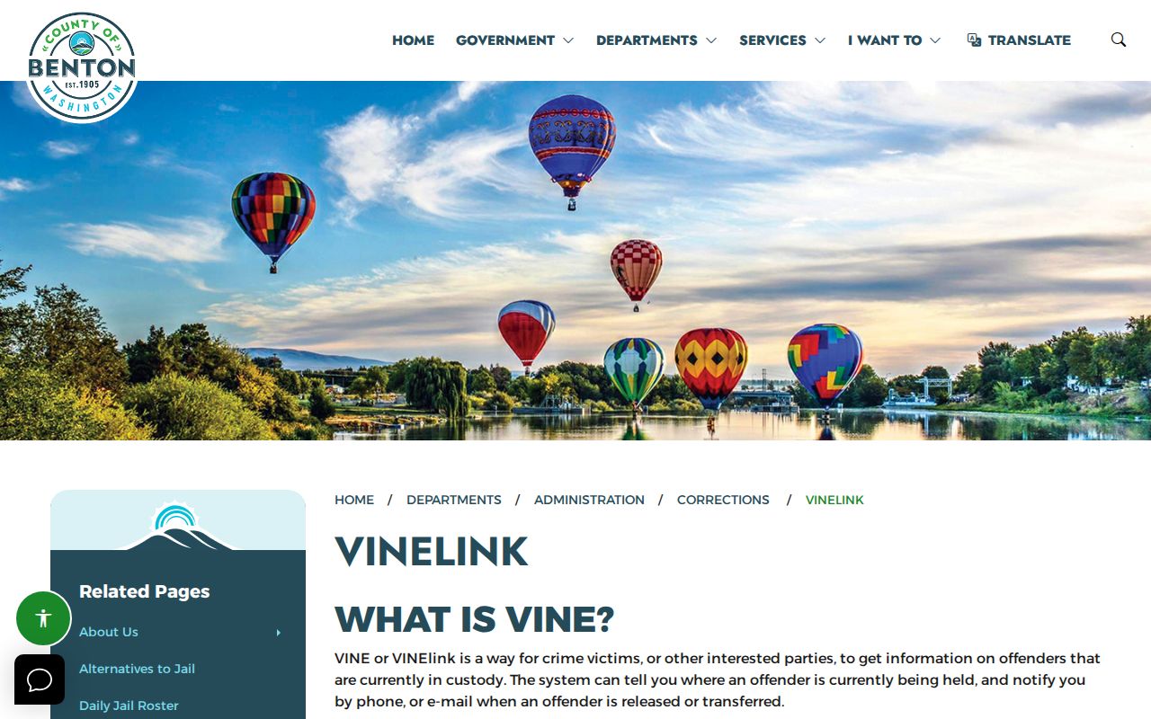 Benton County VINE custody notification information