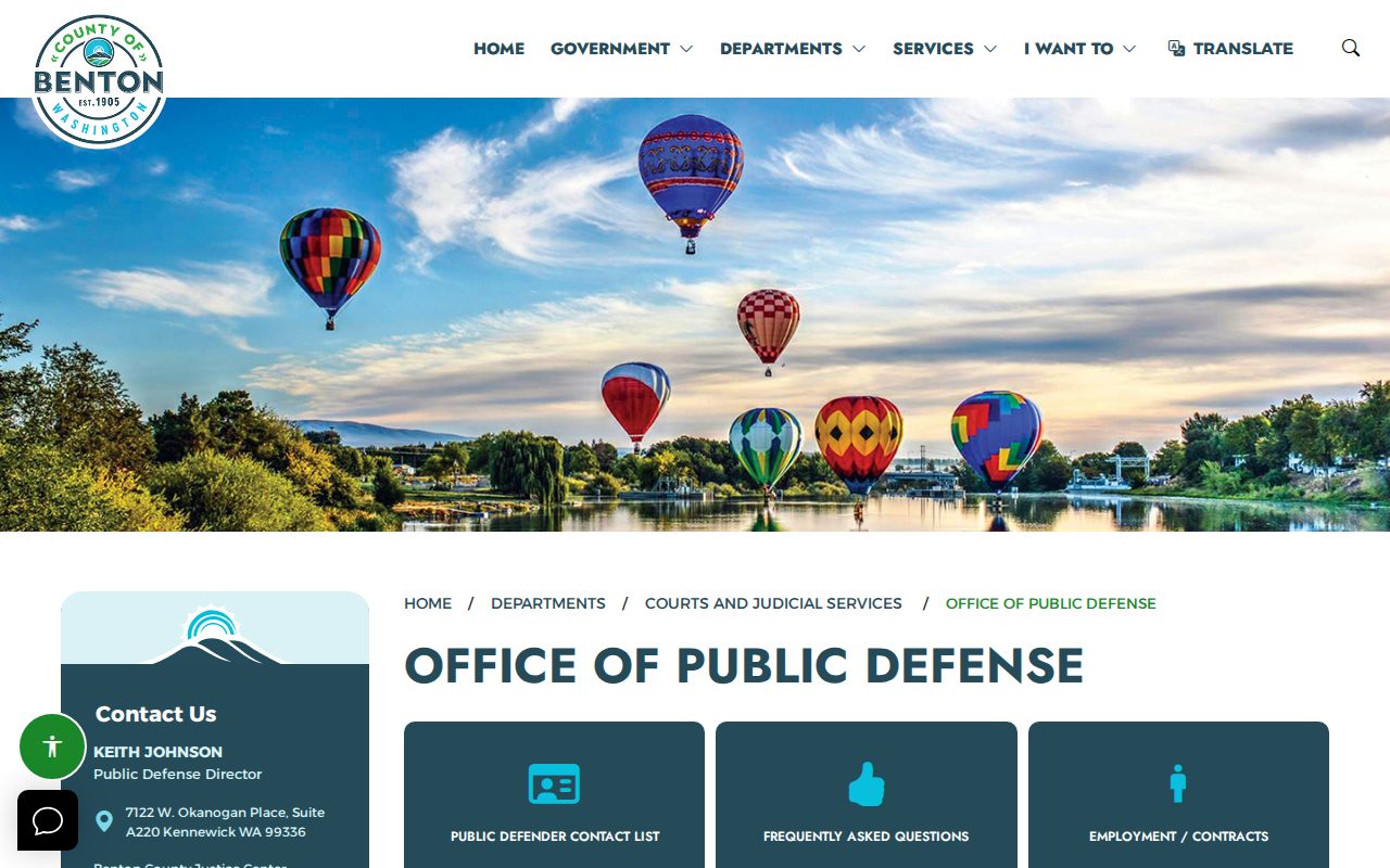 Benton County Office of Public Defense contact page