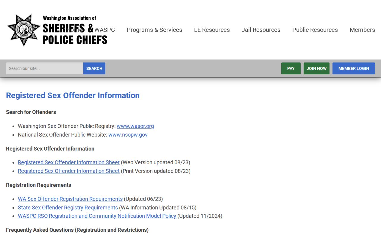 Benton County sex offender information through the Washington statewide registry