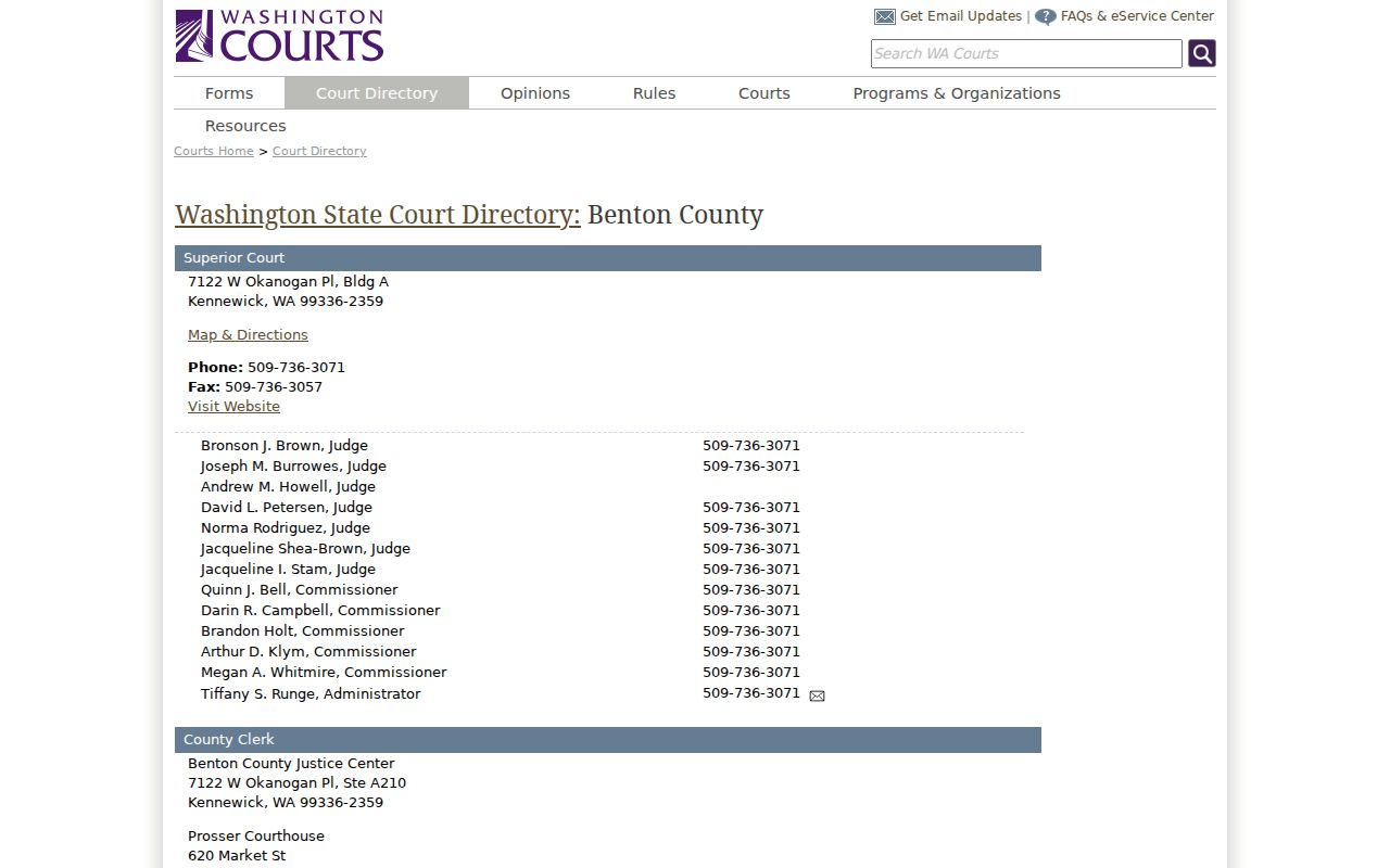 West Richland criminal court records routing to Benton County District Court